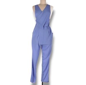 For Sienna‎ Jumpsuit Size M Cornflower Blue Sleeveless V-Neck Straight Leg